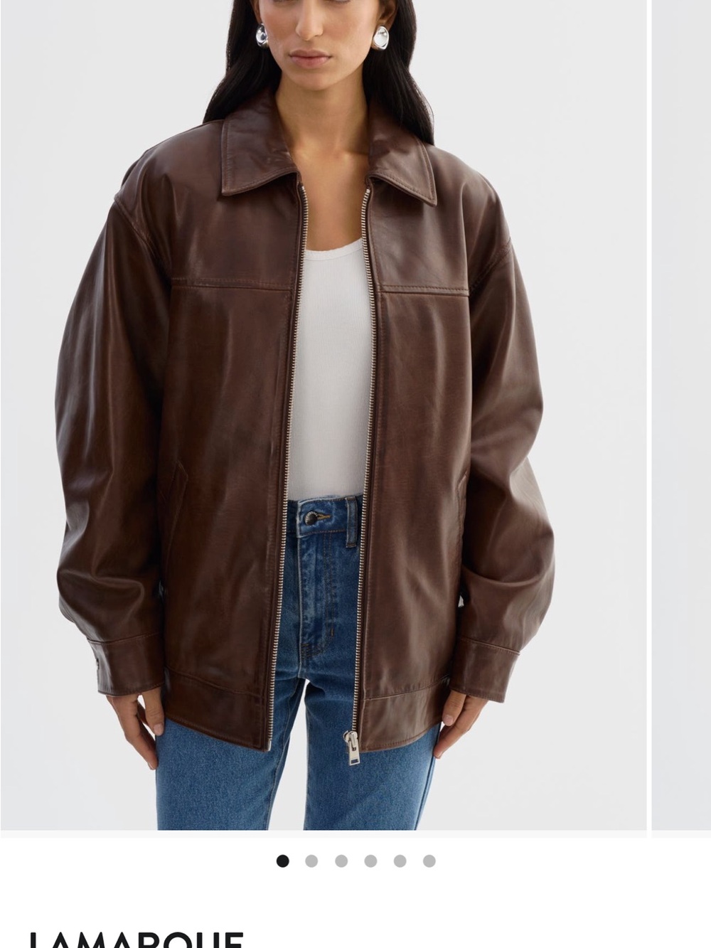 NWT! Lamarque Theia Brown Leather Bomber Jacket - Picture 7 of 7